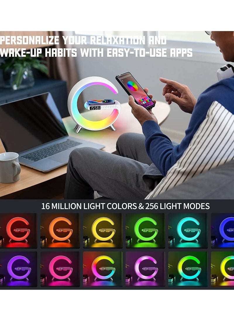 Techie - Smart light sound machine App Control Fast Wireless Charger RGB Light BT Speaker Sunrise Alarm Clock - Image 1