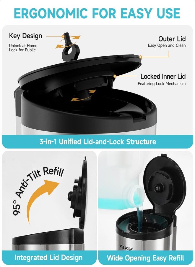 AIKE Automatic Wall Mount Liquid Soap Dispenser, Commercial Stainless Steel with 25oz Large Capacity Save Time Effort and Cost,Model AK1205(Brushed) - Image 4