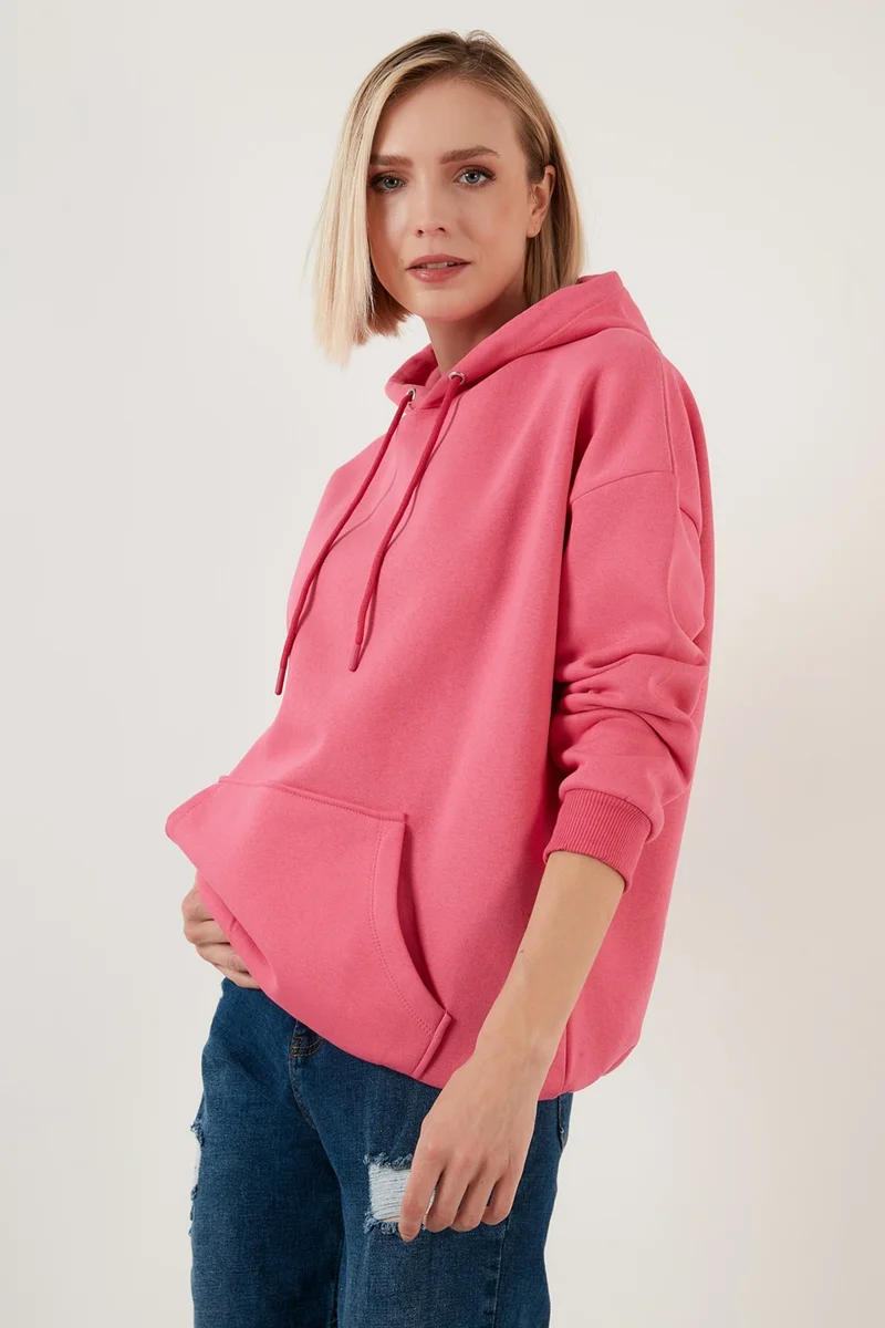 Lela Regular Fit Cotton Hooded Collar Rose Winter Sweat Women's SWEAT 5863854