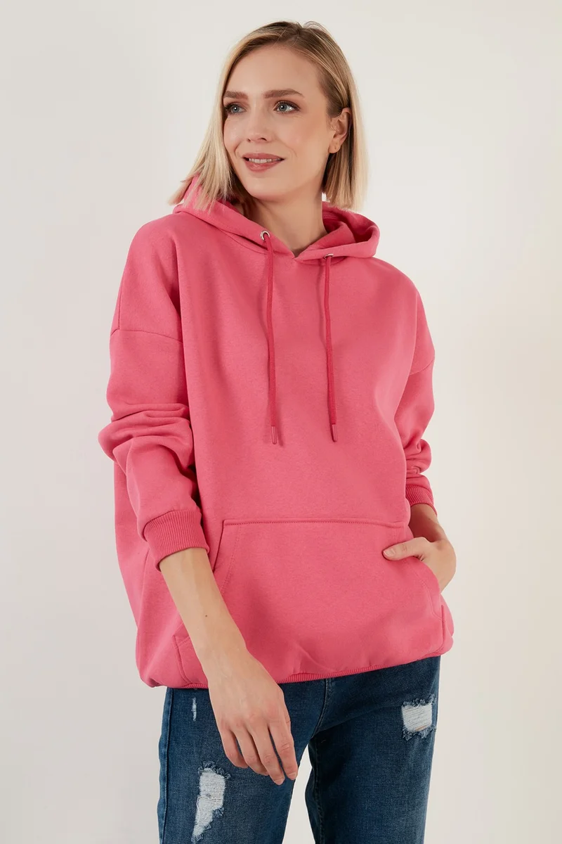 Lela Regular Fit Cotton Hooded Collar Rose Winter Sweat Women's SWEAT 5863854