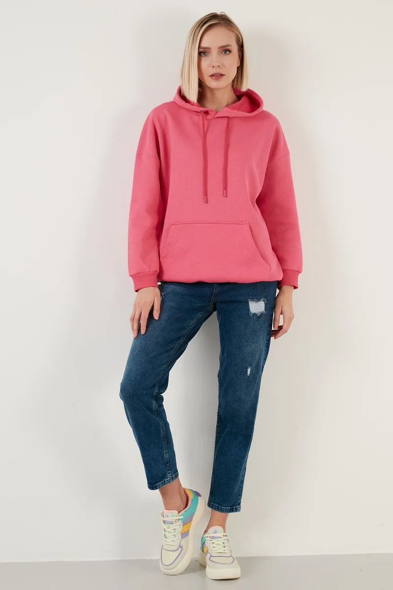 Lela Regular Fit Cotton Hooded Collar Rose Winter Sweat Women's SWEAT 5863854