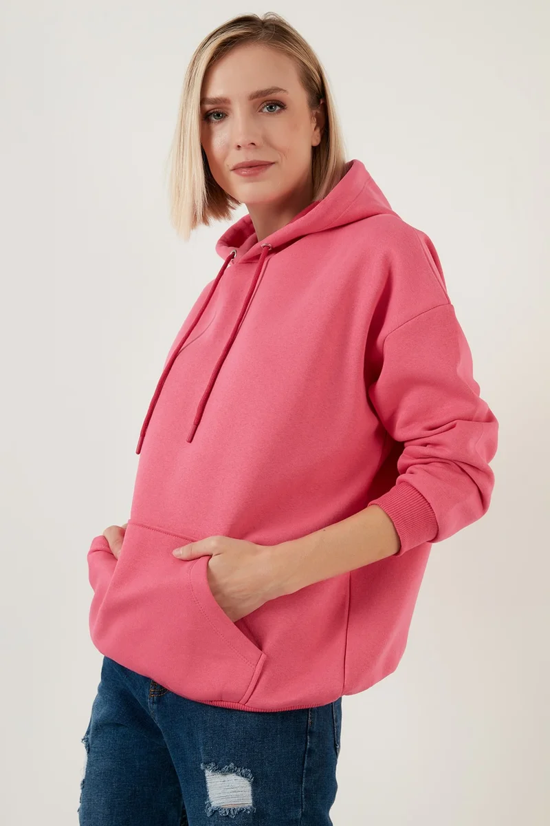 Lela Regular Fit Cotton Hooded Collar Rose Winter Sweat Women's SWEAT 5863854