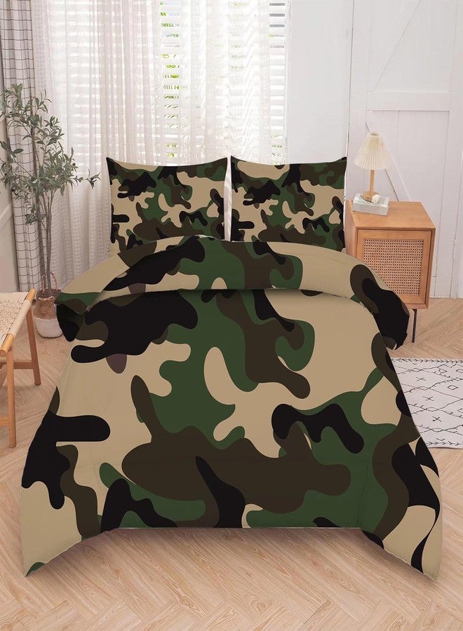 kxry Green Camouflage Comforter Set Twin Size Camo Bedding Set for Kids Teens Boys Soft Bedroom Decor for All Seasons with 1 Comforter and 1 Pillowcase - Image 3