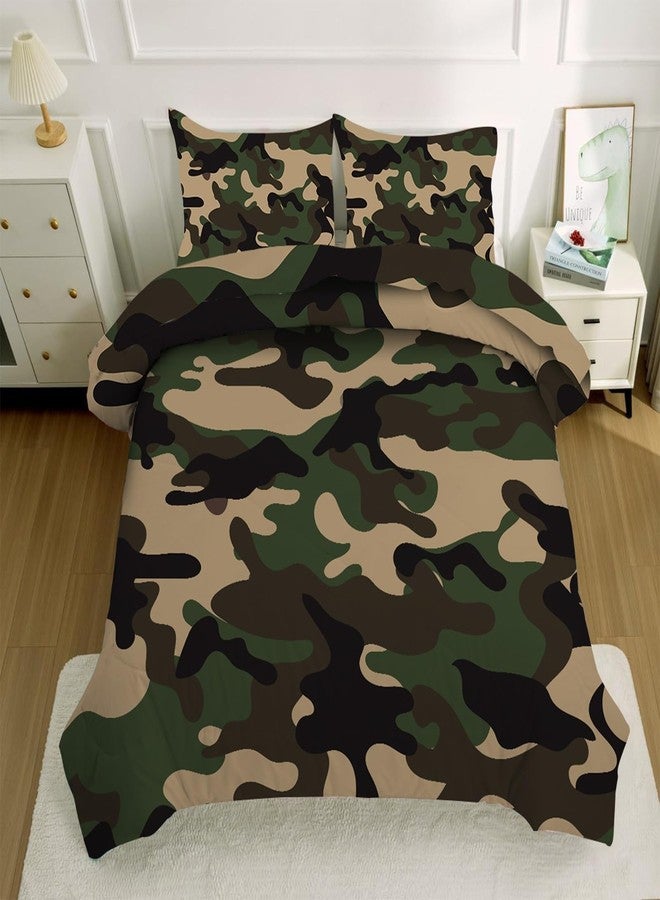 kxry Green Camouflage Comforter Set Twin Size Camo Bedding Set for Kids Teens Boys Soft Bedroom Decor for All Seasons with 1 Comforter and 1 Pillowcase - Image 1