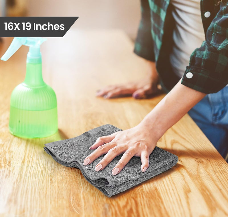 Utopia Towels Kitchen Bar Mops, Pack of 12, 16 by 19 Inches, 100% Cotton Super Absorbent Grey Towels, Multi-Purpose Cleaning Towels for Home and Kitchen Bars - Image 2