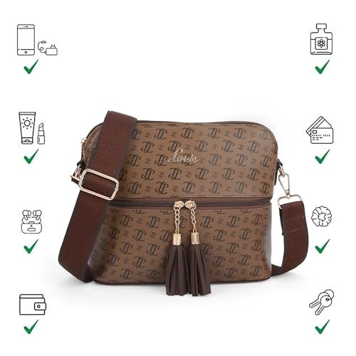 Lavie Women's Mono LL Tilly Monogram Print Cross Body Dome Sling Bag | Ladies Purse Handbag | Gift for Women - Image 5