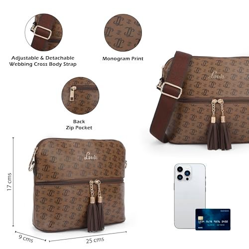 Lavie Women's Mono LL Tilly Monogram Print Cross Body Dome Sling Bag | Ladies Purse Handbag | Gift for Women - Image 3