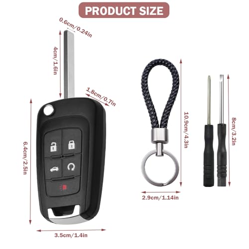 JJCHQ Key Fob Case Replacement 5 Button for Chevy Cruze Camaro Impala Equinox GMC Terrain Buick Regal Lacrosse 2010 2011 2012 2013 2014 2015 2016 2017 Keyless Entry Remote Control Car Key Fob Shell - 2 Pack - Image 4