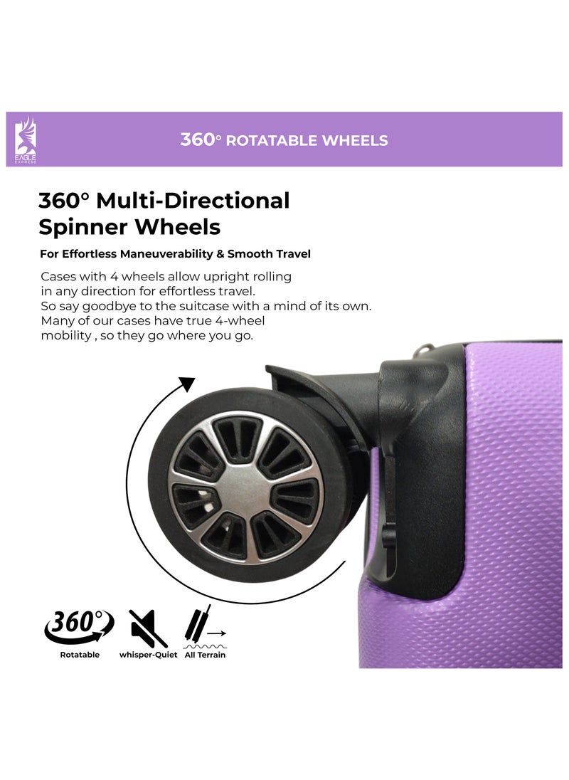 Eagle Express FUSION ABS HARD TROLLEY 20,24,28 inch 3 Piece Set ORCHID  - Image 5