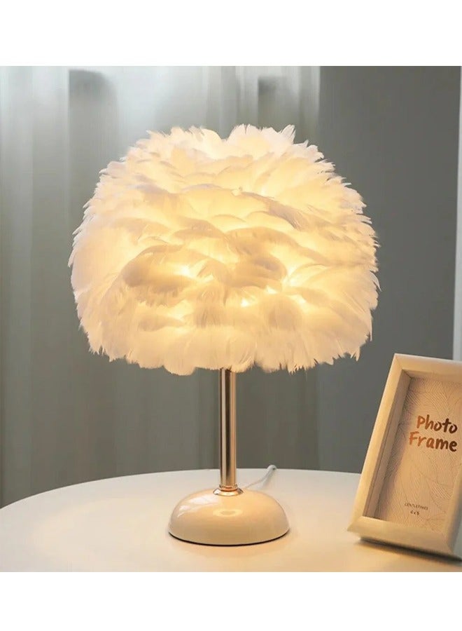 إيه تي إم مصباح طاولة أنيق على شكل ريشة مع ضوء LED ناعم - مصباح ديكوري عصري بجانب السرير - Image 2