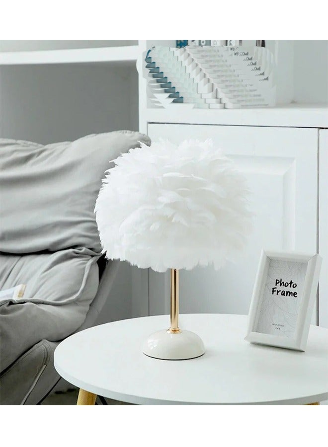 إيه تي إم مصباح طاولة أنيق على شكل ريشة مع ضوء LED ناعم - مصباح ديكوري عصري بجانب السرير - Image 3