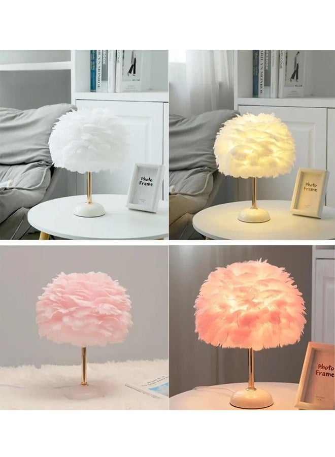 إيه تي إم مصباح طاولة أنيق على شكل ريشة مع ضوء LED ناعم - مصباح ديكوري عصري بجانب السرير - Image 5