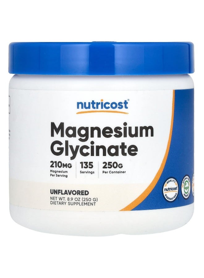 Nutricost نوتريكوست، مغنيسيوم غليسينات، بدون نكهة، 8.9 أونصة (250 غ) - Image 1