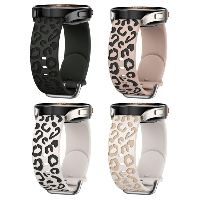 Knossen Leopard Engraved Band Compatible for Samsung Galaxy Watch 7, FE, 6, 5, 4 40mm 44mm, Soft Silicone Replacement Wristband for Galaxy Watch 6 Classic, 4 Classic, 5 Pro, 2-PACK - Image 1