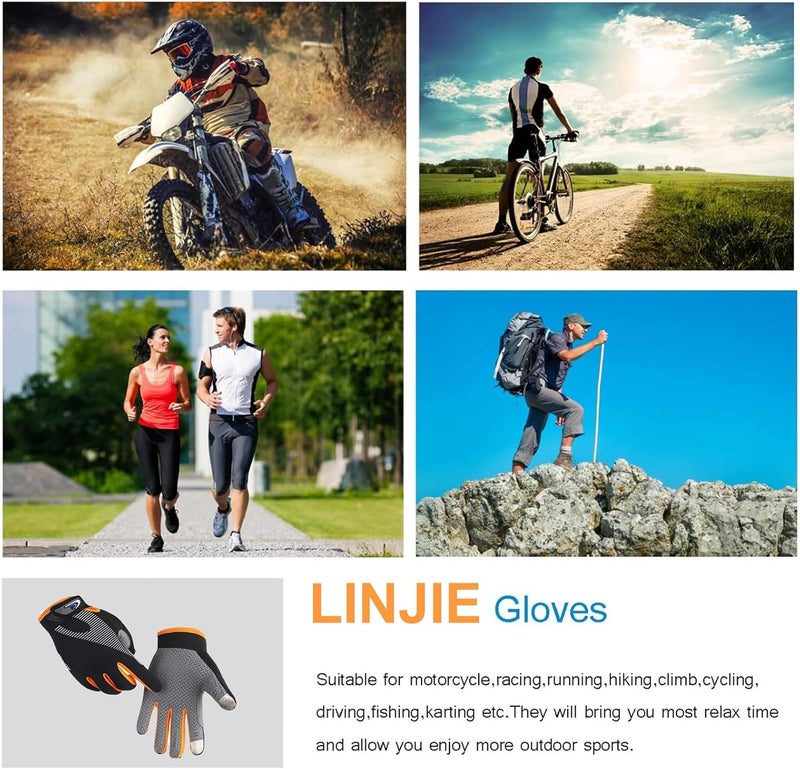 LinJie Adjustable Full Finger Cycling Gloves - Anti-Slip, Breathable, Wear-Resistant - Image 3