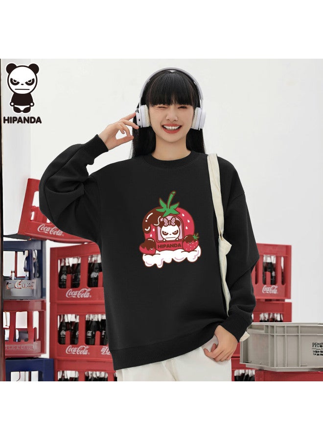 Hipanda o Panda Women's Autumn Cute Printed Comfortable Loose Fit Crewneck Long Sleeve Pullover Hoodie Black 2XL - Image 2