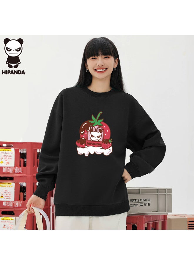 Hipanda o Panda Women's Autumn Cute Printed Comfortable Loose Fit Crewneck Long Sleeve Pullover Hoodie Black 2XL - Image 1
