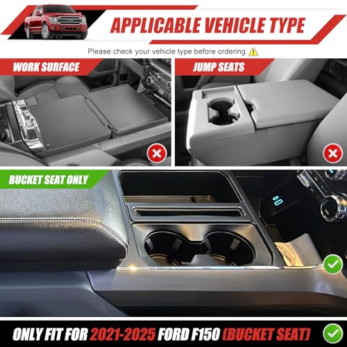 Utiiy Cup Holder Coaster Insert Fit for 2021-2025 Ford F150 Center Console Cup Holder Inserts Cupholder Mat Pad Cupholder Liner for 2024 2025 Ford F150 Interior Accessories(for F150) - Image 2