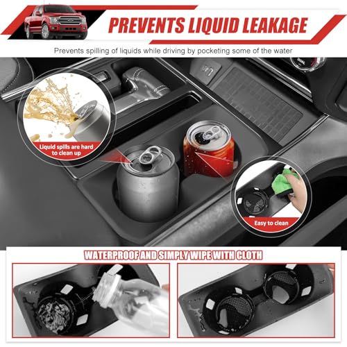 Utiiy Cup Holder Coaster Insert Fit for 2021-2025 Ford F150 Center Console Cup Holder Inserts Cupholder Mat Pad Cupholder Liner for 2024 2025 Ford F150 Interior Accessories(for F150) - Image 4