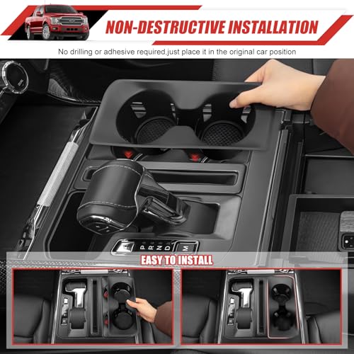 Utiiy Cup Holder Coaster Insert Fit for 2021-2025 Ford F150 Center Console Cup Holder Inserts Cupholder Mat Pad Cupholder Liner for 2024 2025 Ford F150 Interior Accessories(for F150) - Image 5