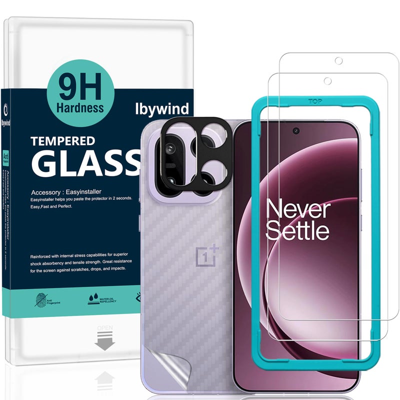 Ibywind for OnePlus 15 5G Screen Protector,2 Pack,9H Hardness Tempered Glass and Camera Lens Protector,with Alignment Frame,Full Coverage,Bubble Free,Fingerprint Unlock,Scratch Resistant - Image 1