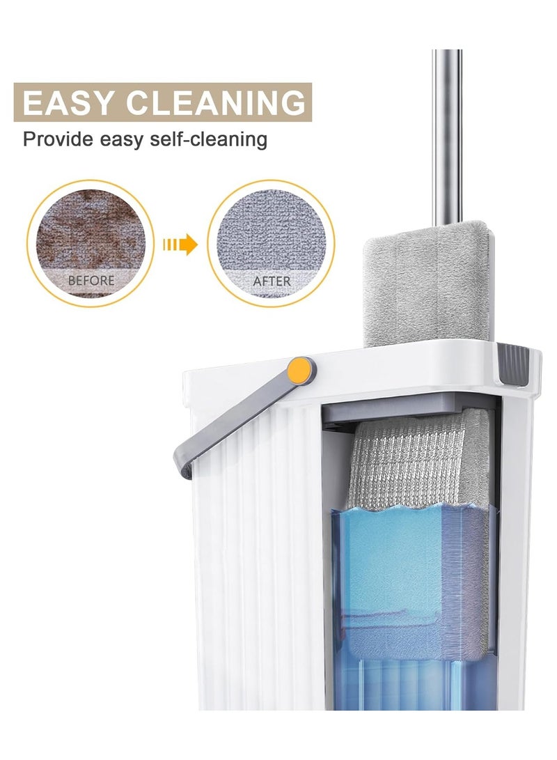Hands-Free Flat Mop and Bucket Set with 8 Reusable Microfiber Pads – 360° Rotating Head, Double-Compartment Easy Wring System for Wet & Dry Cleaning on Floors, Tiles, Wood, and Windows Flat Type  - Image 2