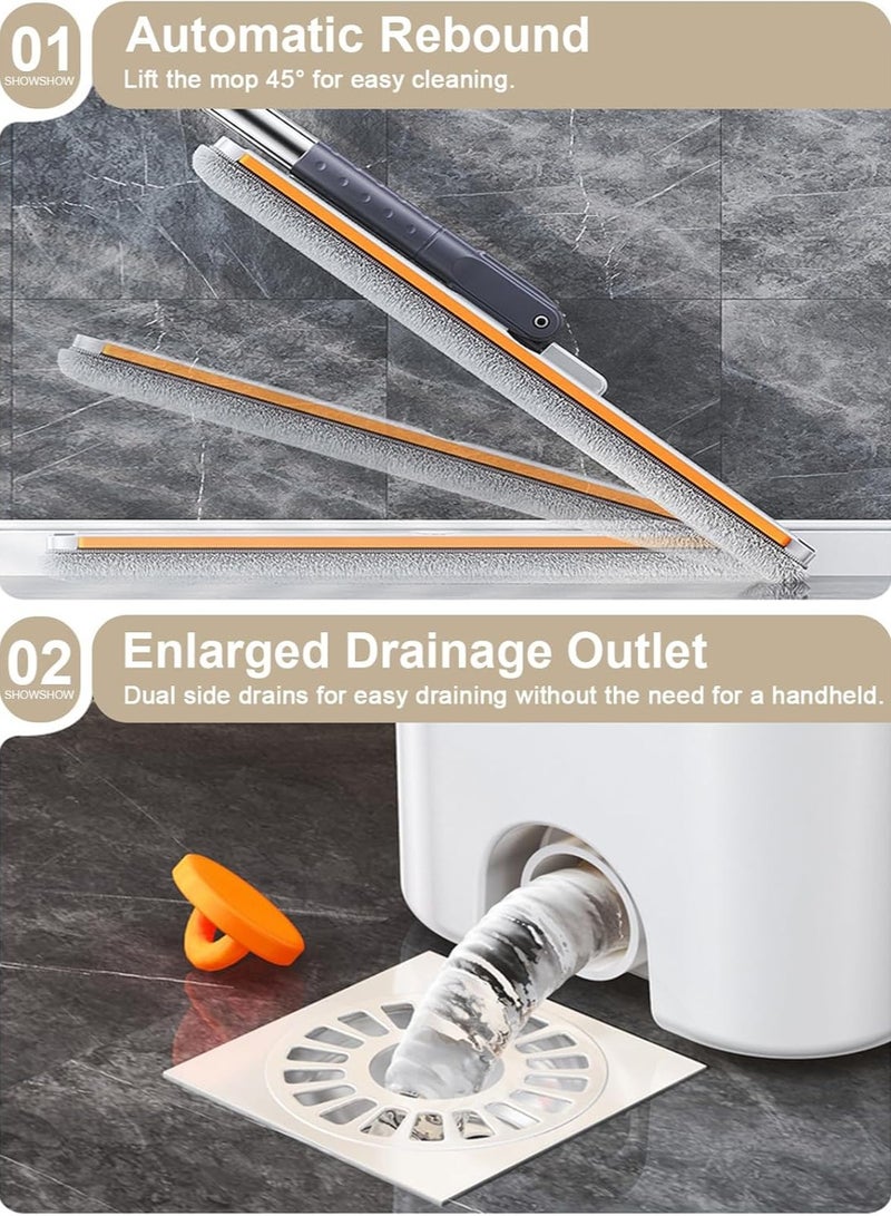 Hands-Free Flat Mop and Bucket Set with 8 Reusable Microfiber Pads – 360° Rotating Head, Double-Compartment Easy Wring System for Wet & Dry Cleaning on Floors, Tiles, Wood, and Windows Flat Type  - Image 5