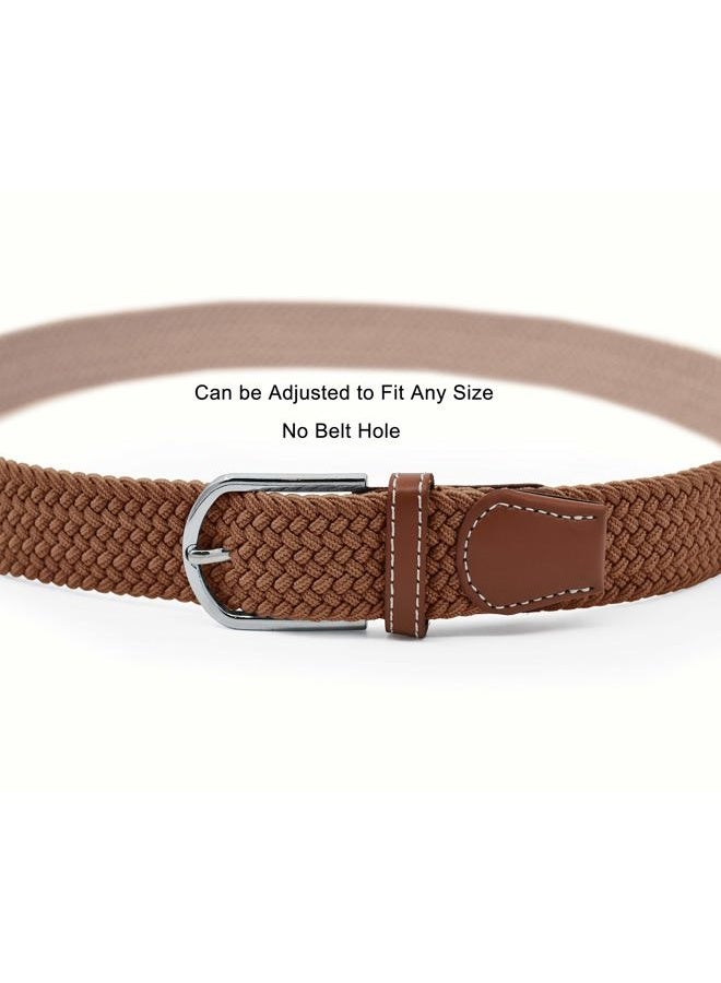 UltraKey Weave Elastic Belt, Unisex Braided Casual Outdoor Fabric Woven Belt Waist Straps with Metal Buckle Brown, Brown, Adjustable - Image 4