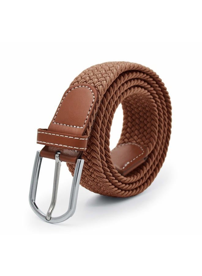 UltraKey Weave Elastic Belt, Unisex Braided Casual Outdoor Fabric Woven Belt Waist Straps with Metal Buckle Brown, Brown, Adjustable - Image 1