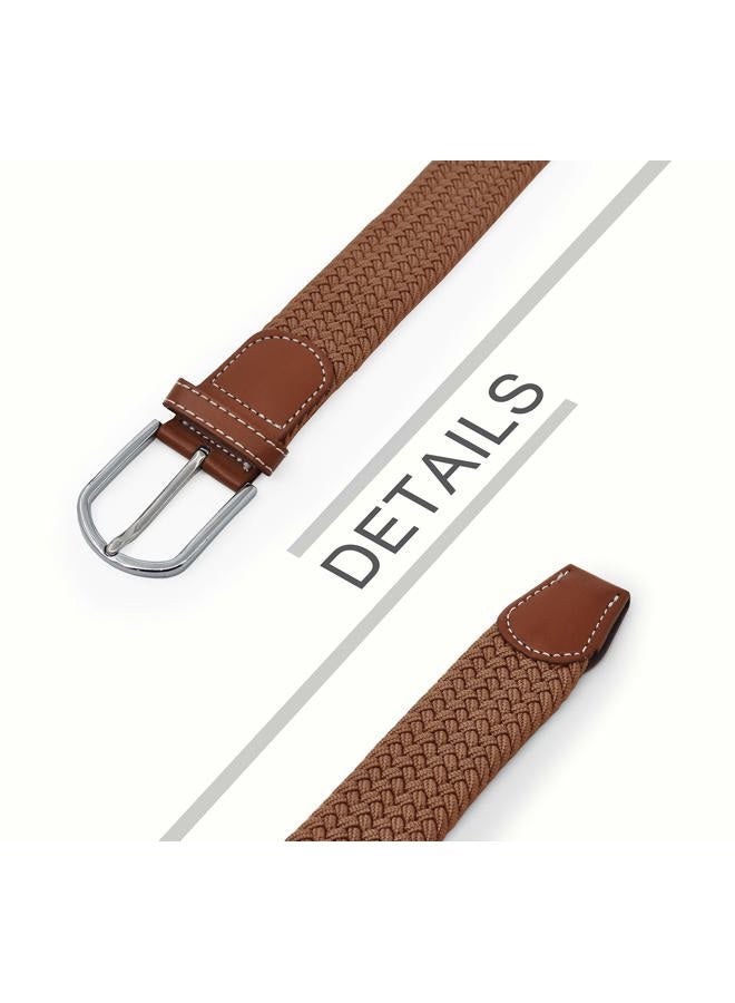 UltraKey Weave Elastic Belt, Unisex Braided Casual Outdoor Fabric Woven Belt Waist Straps with Metal Buckle Brown, Brown, Adjustable - Image 5