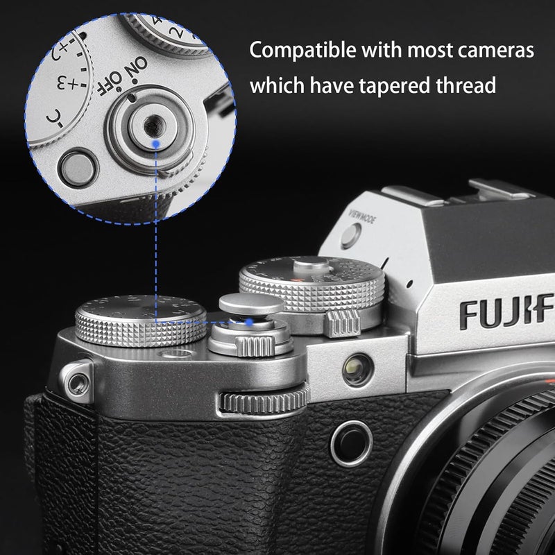 Haoge Metal Shutter Release Button for Olympus OM-1 OM1 Pen-F PENF Minolta XD7 SR-7 Convex Silvery Gray - Image 4