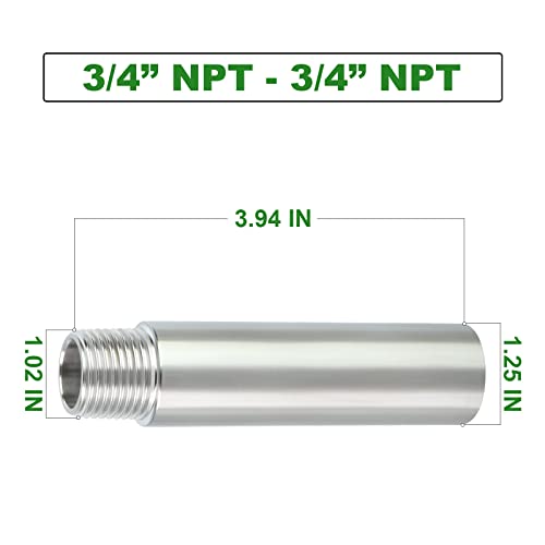 TAISHER 2PCS Stainless Steel Pipe Fittings, 3/4" NPT Male x 3/4" NPT Female Threaded, 4" Length Nipple Cast Pipe - Image 4