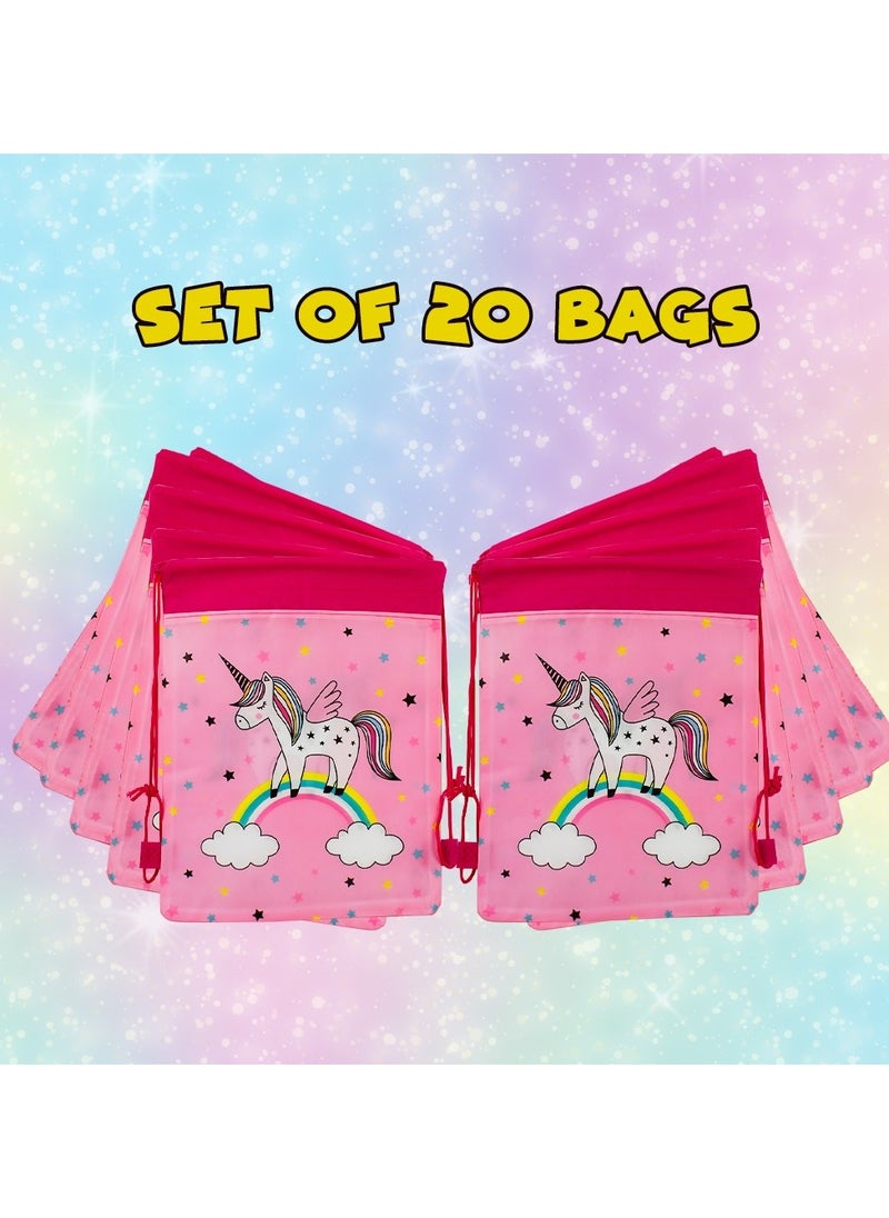 UKR - UKR Unicorn Drawstring Backpack – Pack of 20 Kids Backpacks | Perfect for Travel, Sports, Gym, Beach, and Swim | Durable & Lightweight - Image 1