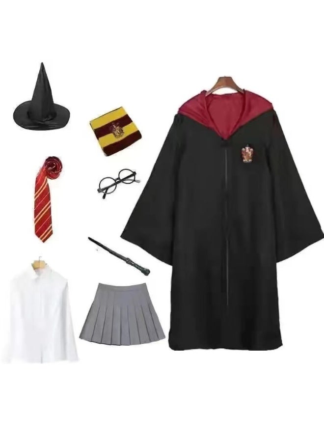 زي هاري بوتر - زي تنكري لطلاب السحرة - زي رسمي بقبعة وعباءة - ملابس حفلات الهالوين - Image 1