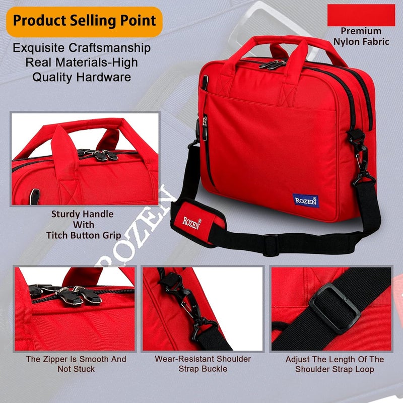 ROZEN حقيبة لابتوب بحجم 15.6 بوصة (39.6 سم) مع حزام كتف لحقيبة عمل احترافية للسفر للرجال والنساء، حقائب تنفيذية رسمية مقاومة للماء - Image 5