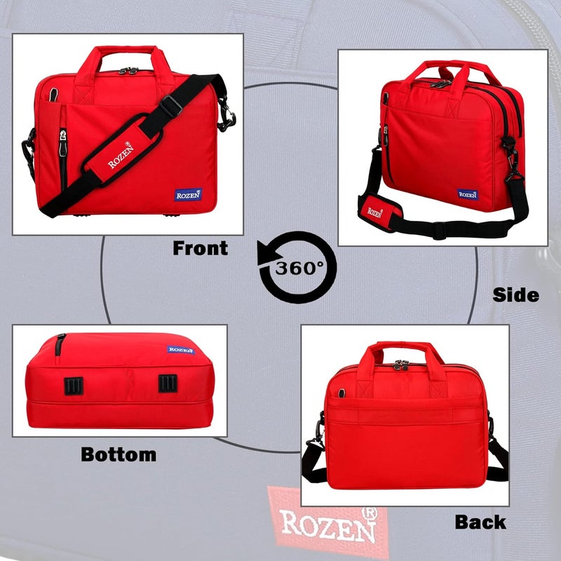 ROZEN حقيبة لابتوب بحجم 15.6 بوصة (39.6 سم) مع حزام كتف لحقيبة عمل احترافية للسفر للرجال والنساء، حقائب تنفيذية رسمية مقاومة للماء - Image 2