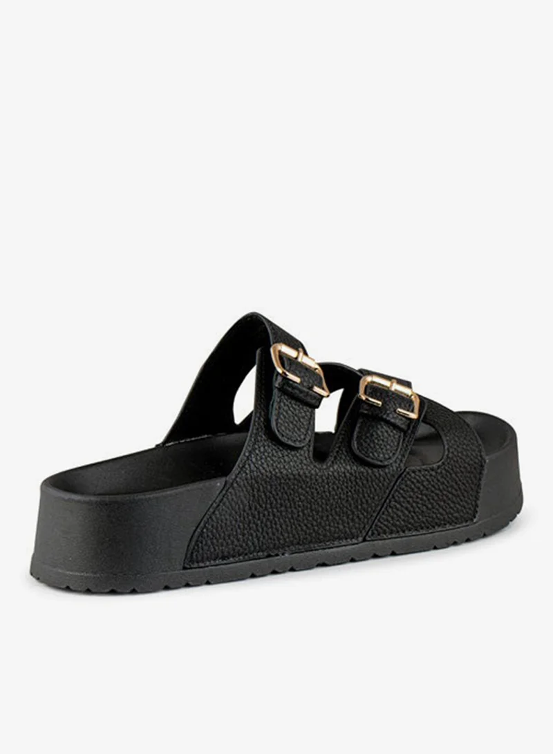 Vincci Black Women Multi-strap Wedge Sandals for Women | Best Price UAE