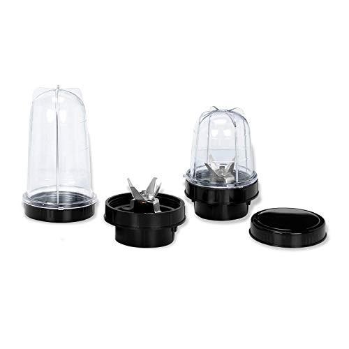 Rotomix Goldwinner Eco Bullet Jar for Mixer Grinder Set of 2 (530 ML & 350 ML) ABS Transparent Plastic, Black - Image 1