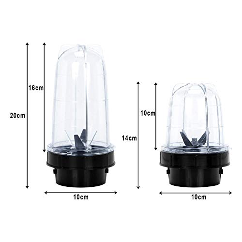 Rotomix Goldwinner Eco Bullet Jar for Mixer Grinder Set of 2 (530 ML & 350 ML) ABS Transparent Plastic, Black - Image 3