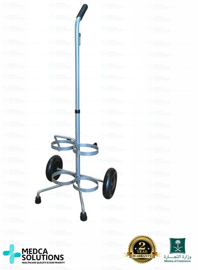 Medca Solutions Stainless Steel Medical Cylinder Trolley for 2 Oxygen Tanks - Heavy Duty Rack with Silent Wheels & Safety Chains for Hospitals & Clinics by Medca Solutions - Image 2