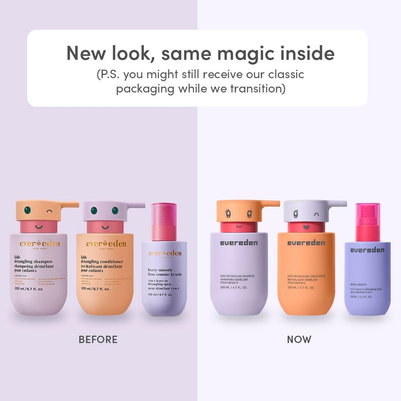 Evereden Kids Complete Haircare Set: Hair Detangling Shampoo, Conditioner & Spray for Children Ages 3+ & Pain-Free Hair Brush, Plant Protein Peptides & Argan Oil, Vegan, Free from Sulfate and Paraben - Image 2