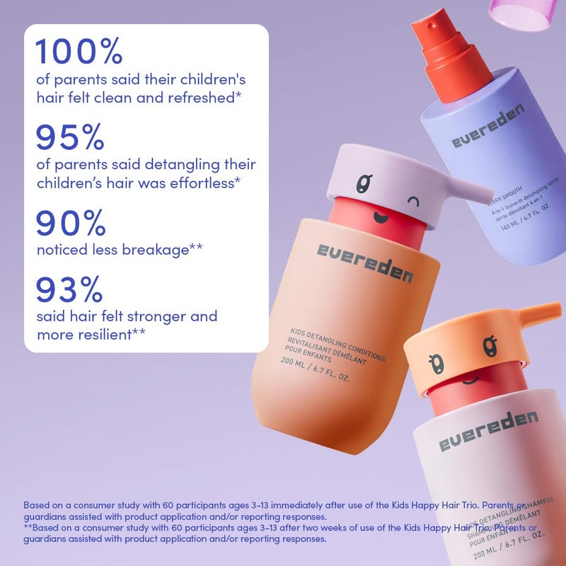 Evereden Kids Complete Haircare Set: Hair Detangling Shampoo, Conditioner & Spray for Children Ages 3+ & Pain-Free Hair Brush, Plant Protein Peptides & Argan Oil, Vegan, Free from Sulfate and Paraben - Image 4