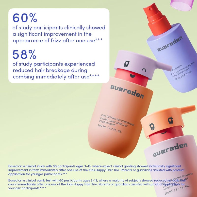 Evereden Kids Complete Haircare Set: Hair Detangling Shampoo, Conditioner & Spray for Children Ages 3+ & Pain-Free Hair Brush, Plant Protein Peptides & Argan Oil, Vegan, Free from Sulfate and Paraben - Image 5
