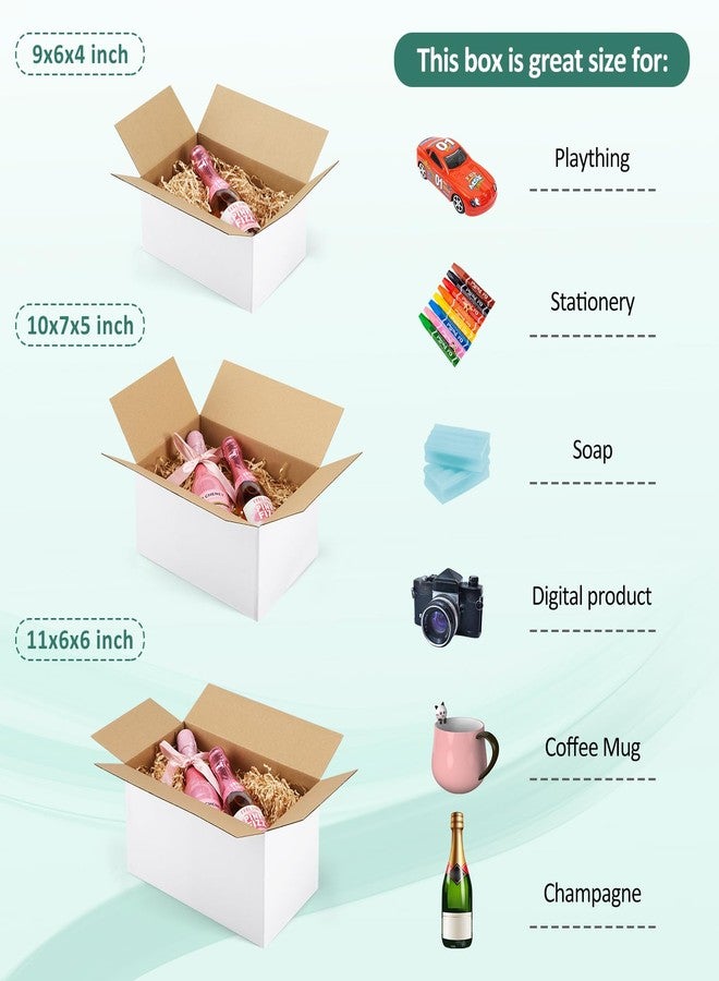 Eupako 30 Pack Small Shipping Boxes Assorted Sizes, White Corrugated Box Mailers, Cardboard Boxes for Packaging Small Business, Mailing, 9x6x4 & 10x7x5 & 11x6x6 10 PCS Each Small Boxes - Image 2