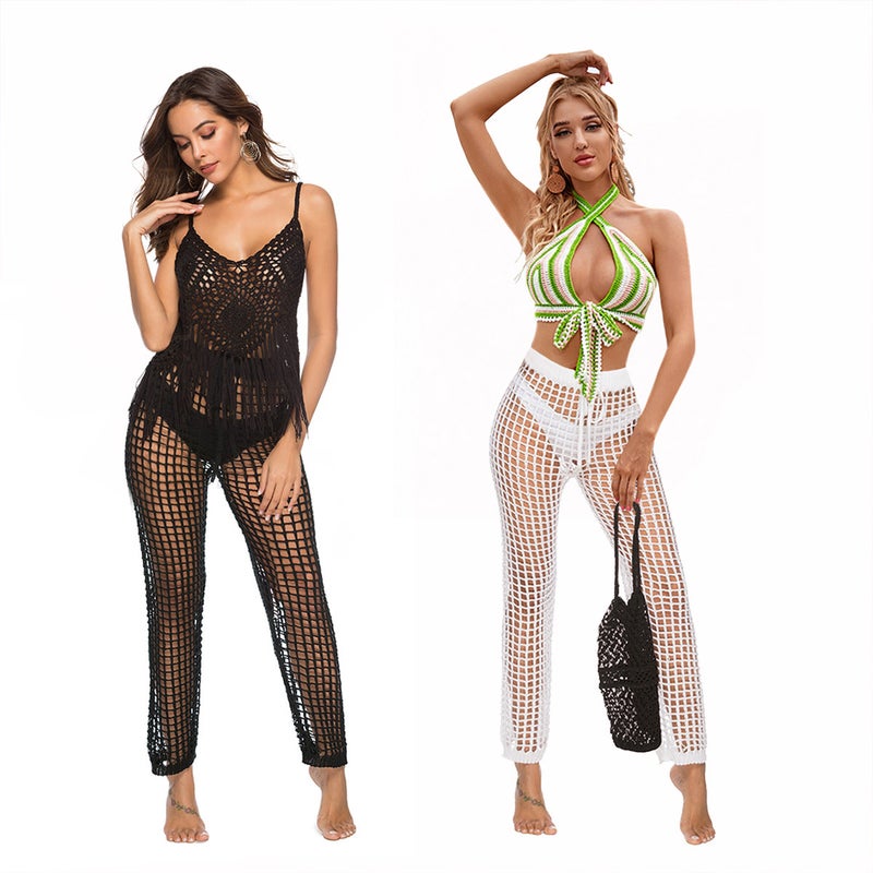 Factory Direct Supply in stock Women''s Clothing Nightclub Hollow Pants Crocheted Knitted Beach Pants - Image 3