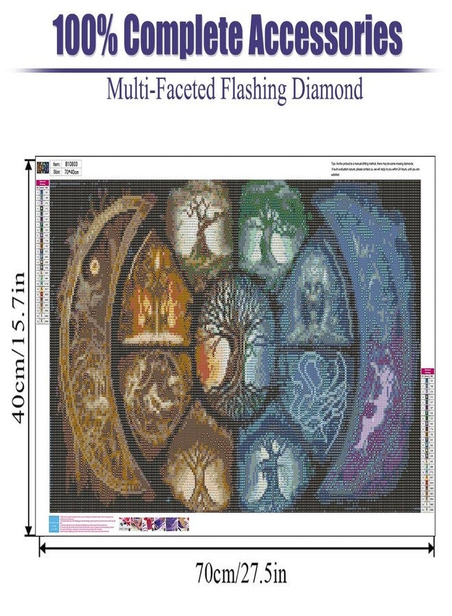 BOHADIY DIY 5D Diamond Painting Kits for Adults Diamond Art Large Size Tree of Life Abstract Tree Landscape Full Drill Crystal Rhinestone Embroidery Craft Kits for Home Wall Decor, 27.5X15.7 Inch - Image 2