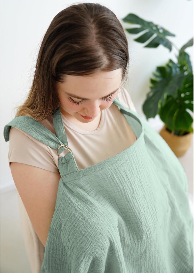 MairMore Muslin Nursing Covers for Breastfeeding, Privacy Breast Feeding Cover with Arch Neckline for Mom and Baby, Breathable 100% Cotton Nursing Apron Multi-use Stroller Cover | Large & Breathable Nursing Apron, Multi-Use Breastfeeding & Stroller Cover, Full Privacy for Mom & Baby (Pink Blossom) - Image 3