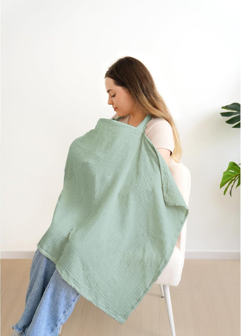 MairMore Muslin Nursing Covers for Breastfeeding, Privacy Breast Feeding Cover with Arch Neckline for Mom and Baby, Breathable 100% Cotton Nursing Apron Multi-use Stroller Cover | Large & Breathable Nursing Apron, Multi-Use Breastfeeding & Stroller Cover, Full Privacy for Mom & Baby (Pink Blossom) - Image 4