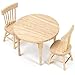 KH866 112 Miniature Dollhouse Round Table and 2 Chairs Dining Set Mini Wooden Unpainted Burlywood Barbie Kitchen Furniture Accessories - Image 2