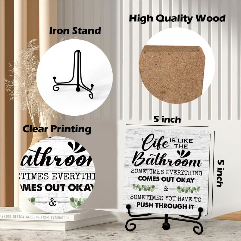 Jusitakeet Funny Bathroom Shelf Decor  Life Is Like The Bathroom Signs Decor For Shelves  Small Bathroom Decor And Accessories  Bathroom Counter Decor (A19) - Image 2